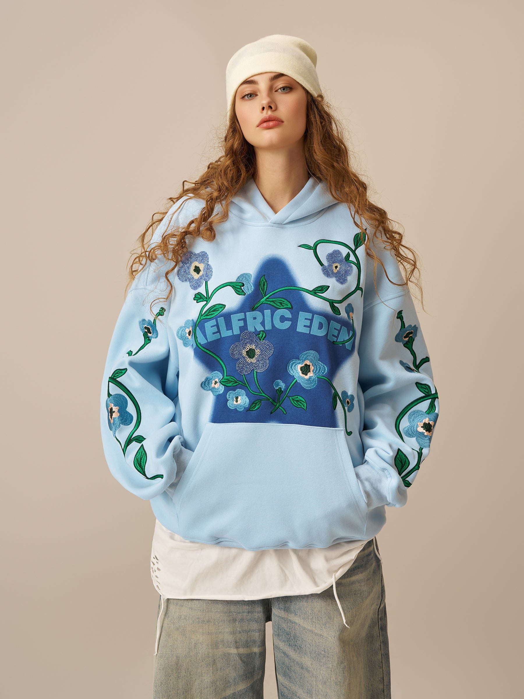 Aelfric Eden Star Rhinestone Floral Hoodie