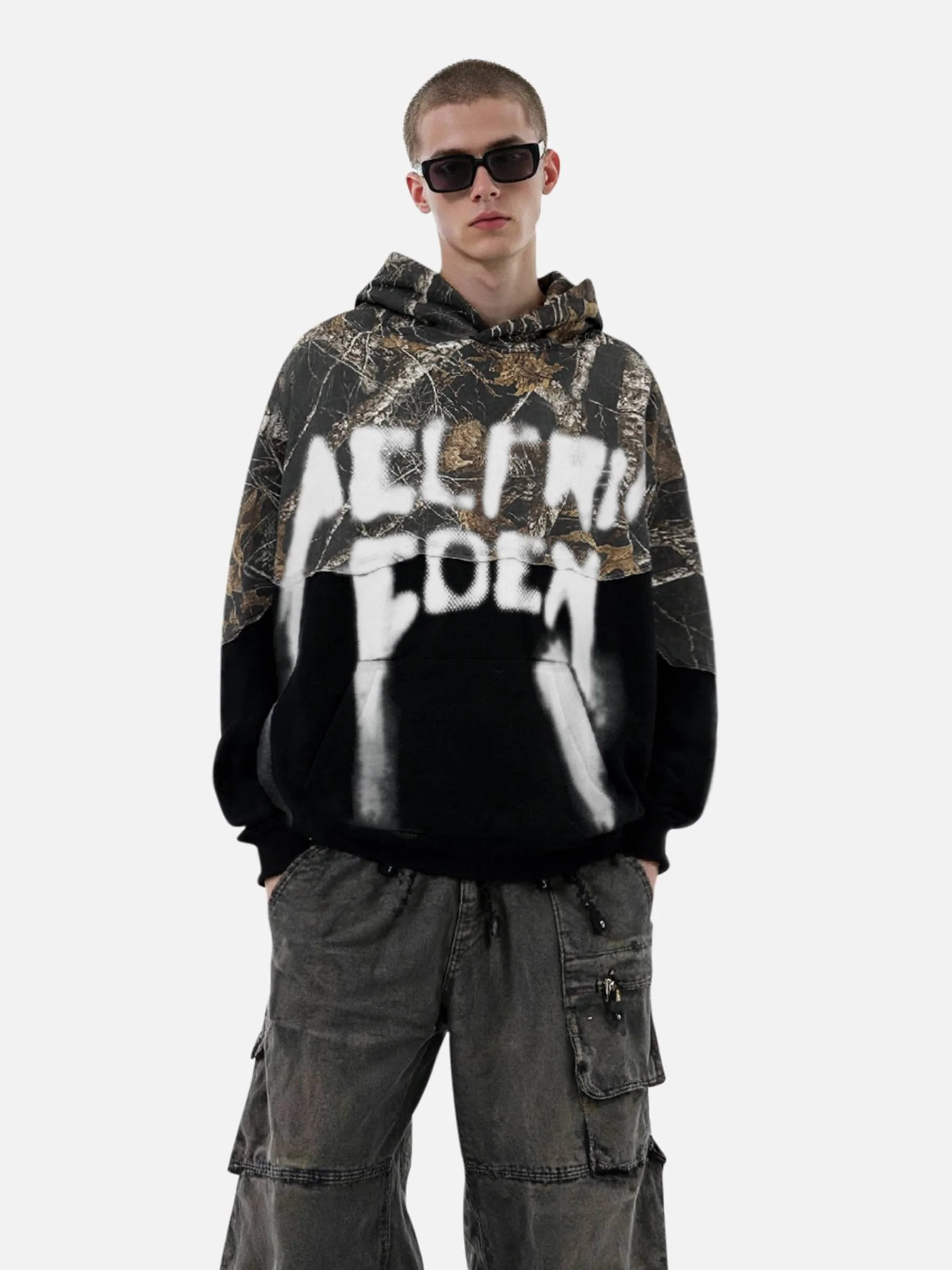 Aelfric Eden CAMO Graffiti Patchwork Pullover Hoodie