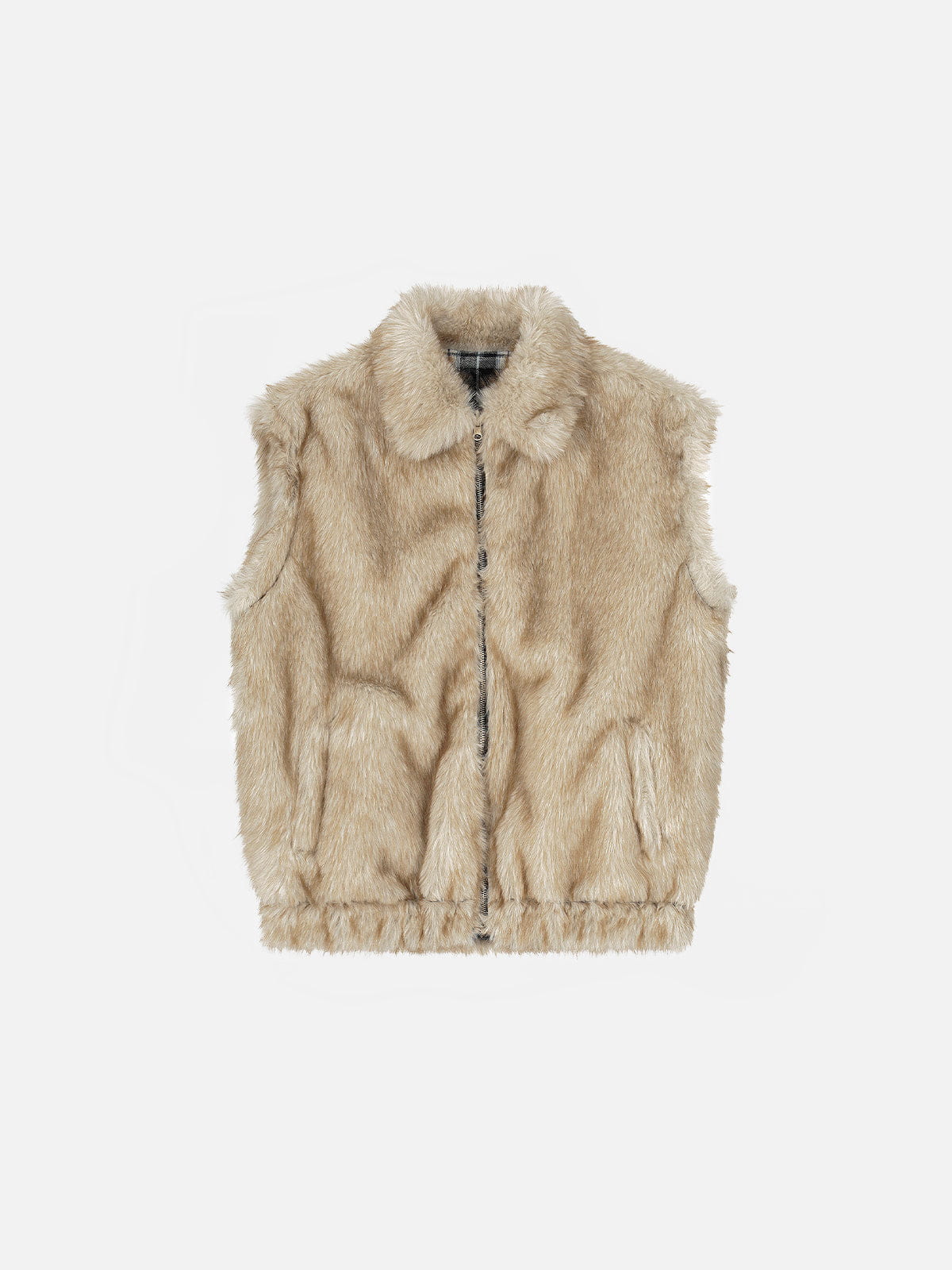 Aelfric Eden Reversible Plaid Faux Fur Vest