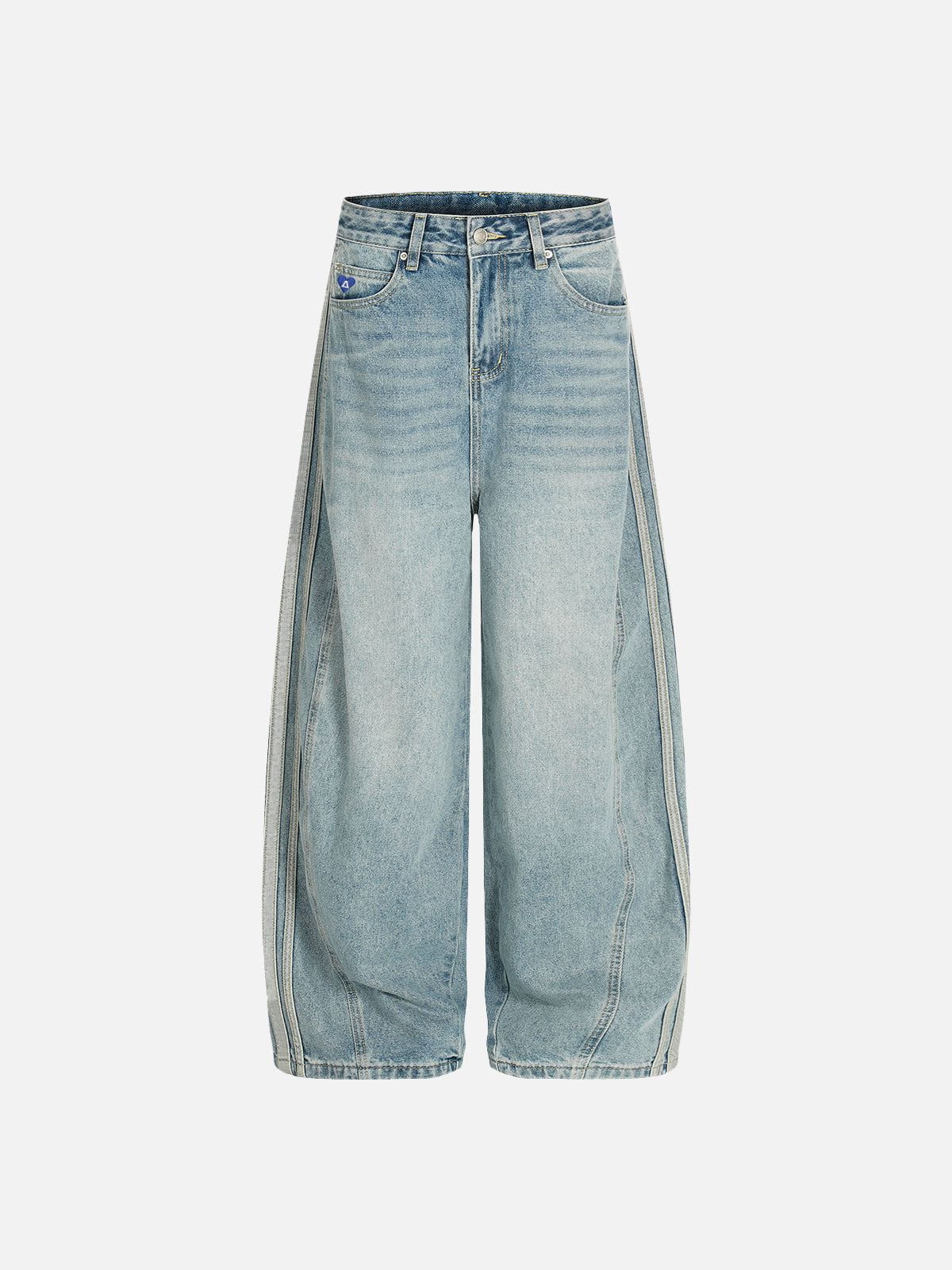 Aelfric Eden Stripe Whiskering Baggy Barrel Jeans