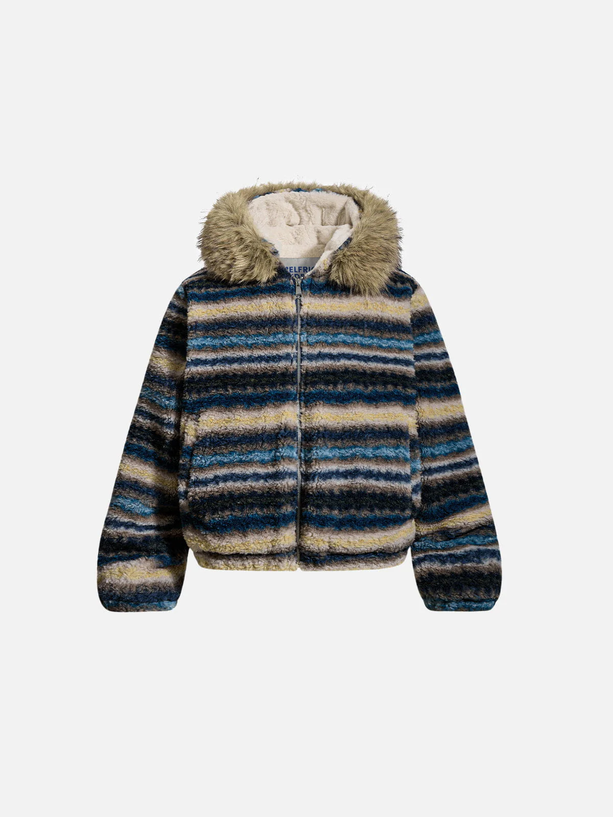 Aelfric Eden Stripe Faux Fur Hooded Coat