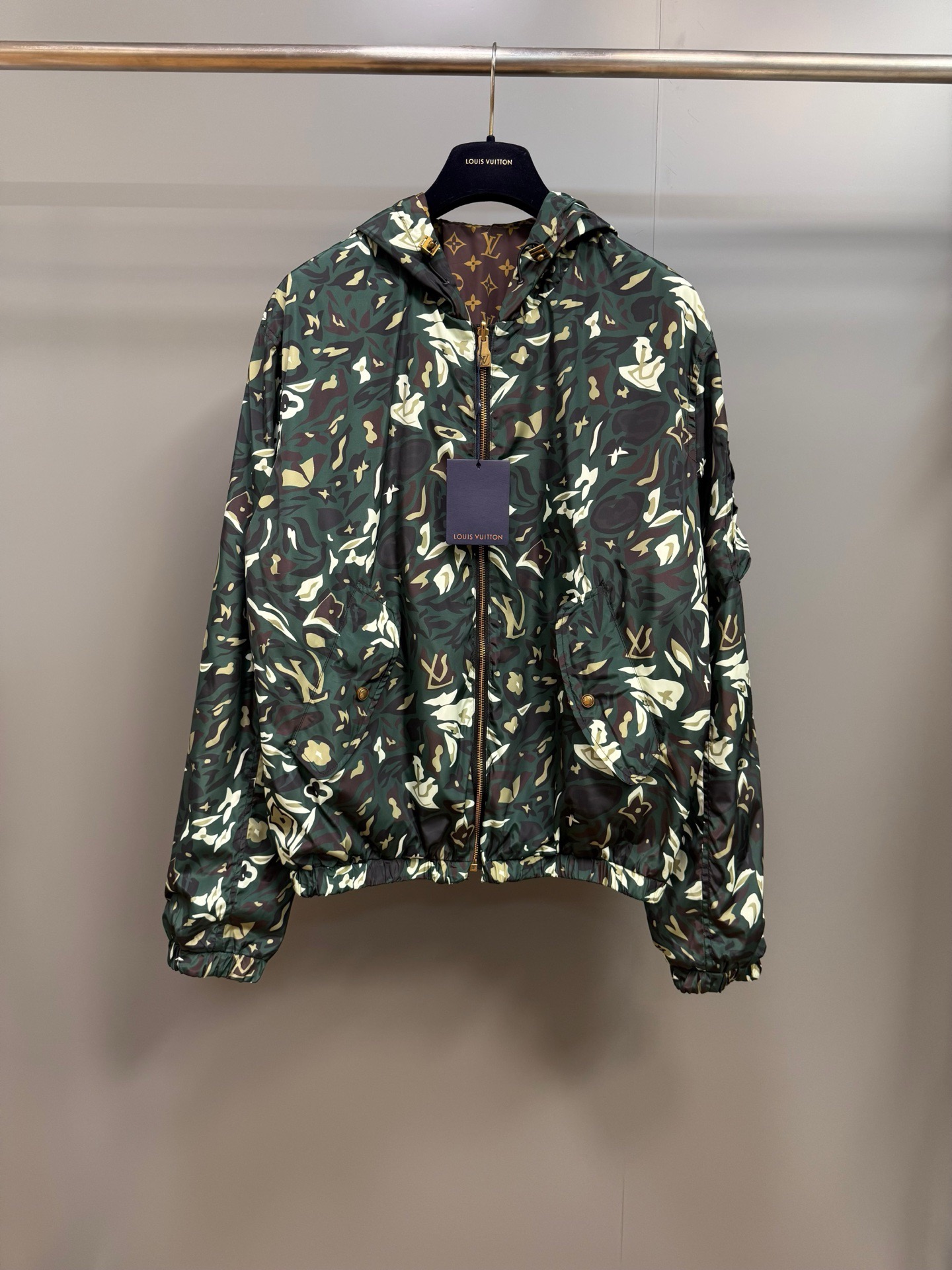 L X V Camouflage Nylon Reversible Jacket