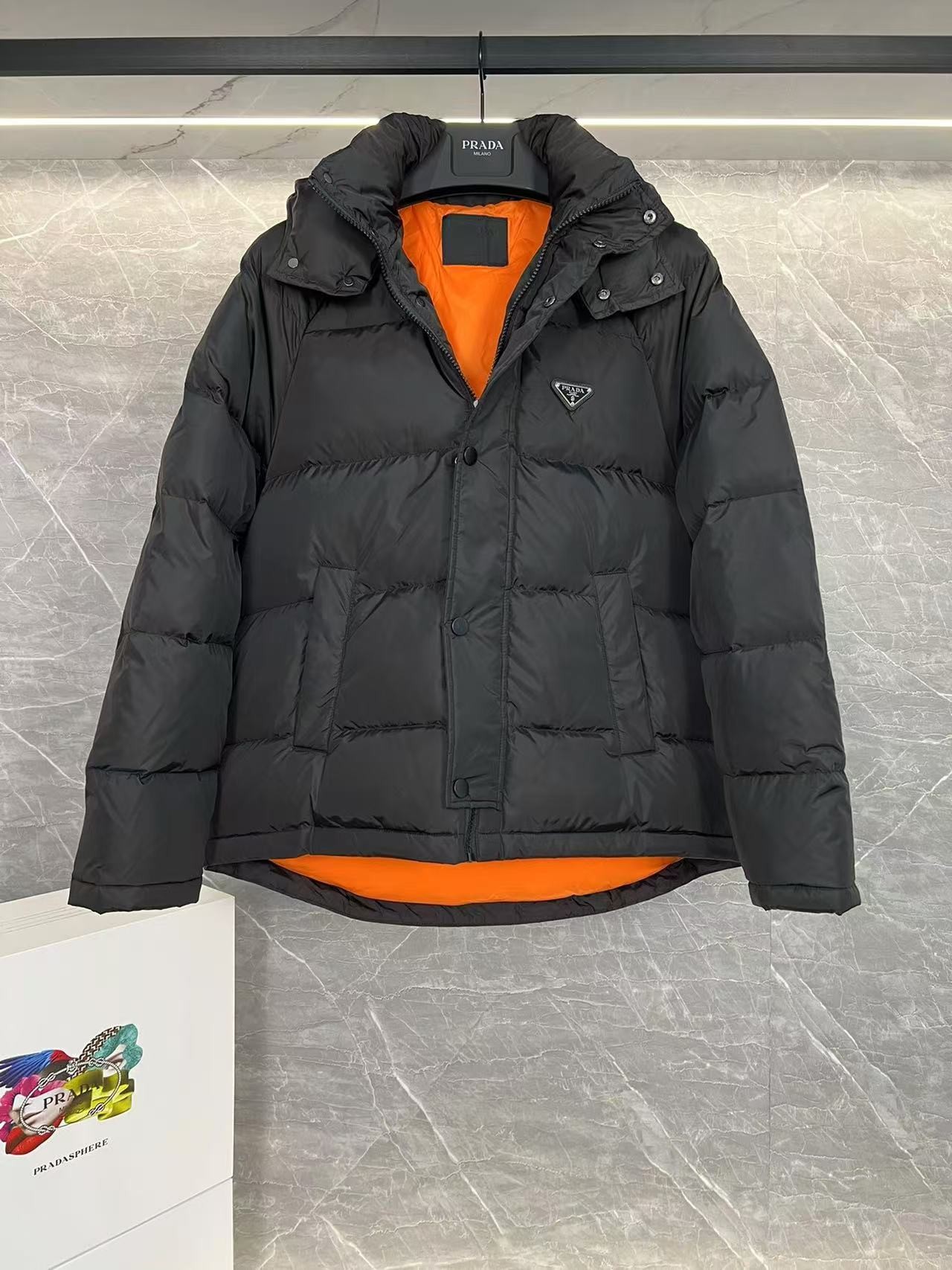 PRD RE-Nylon down jacket with detachable hood