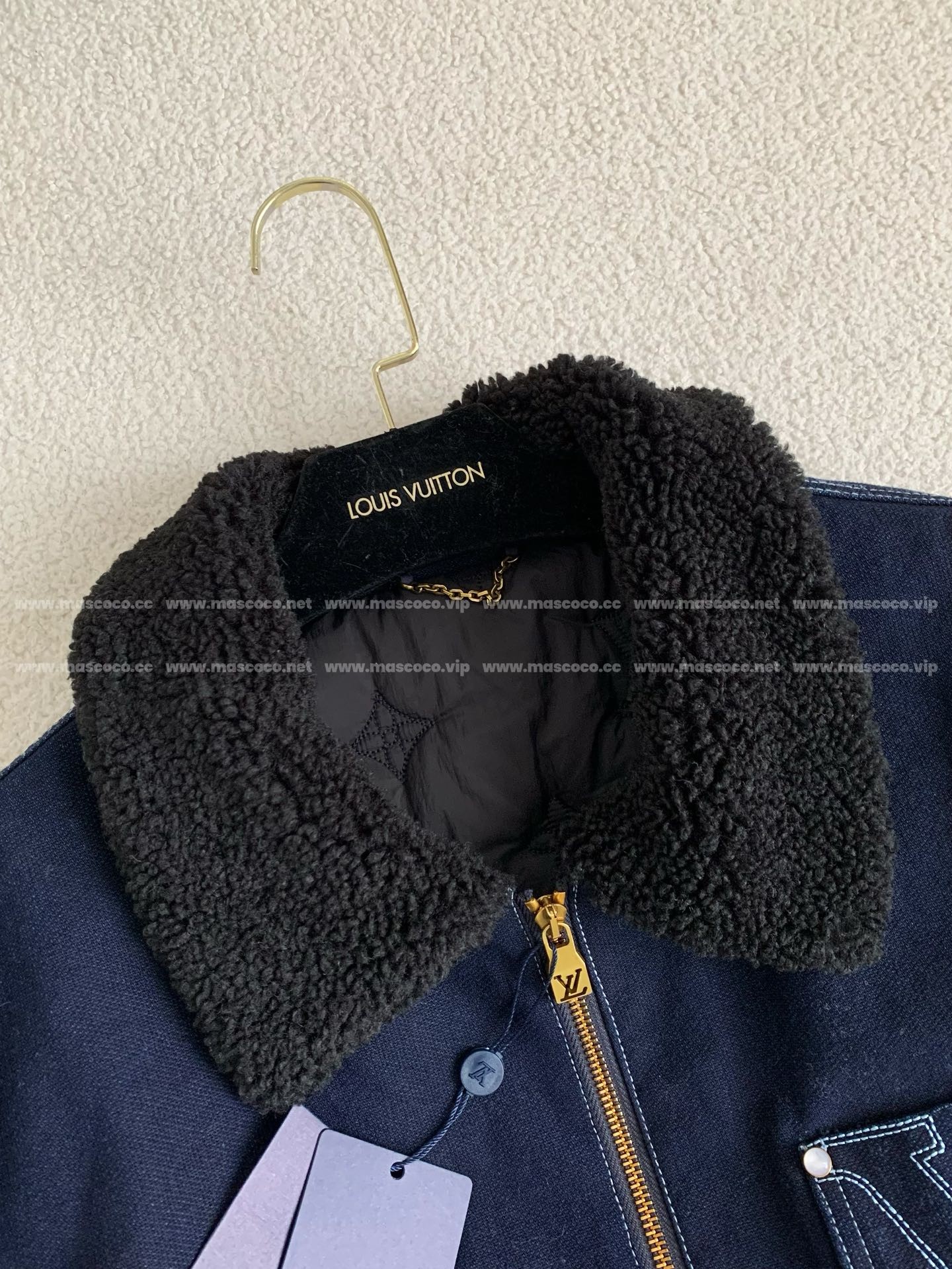 L X V SS25 Zippered open-and-closed spliced turn-down collar jacket