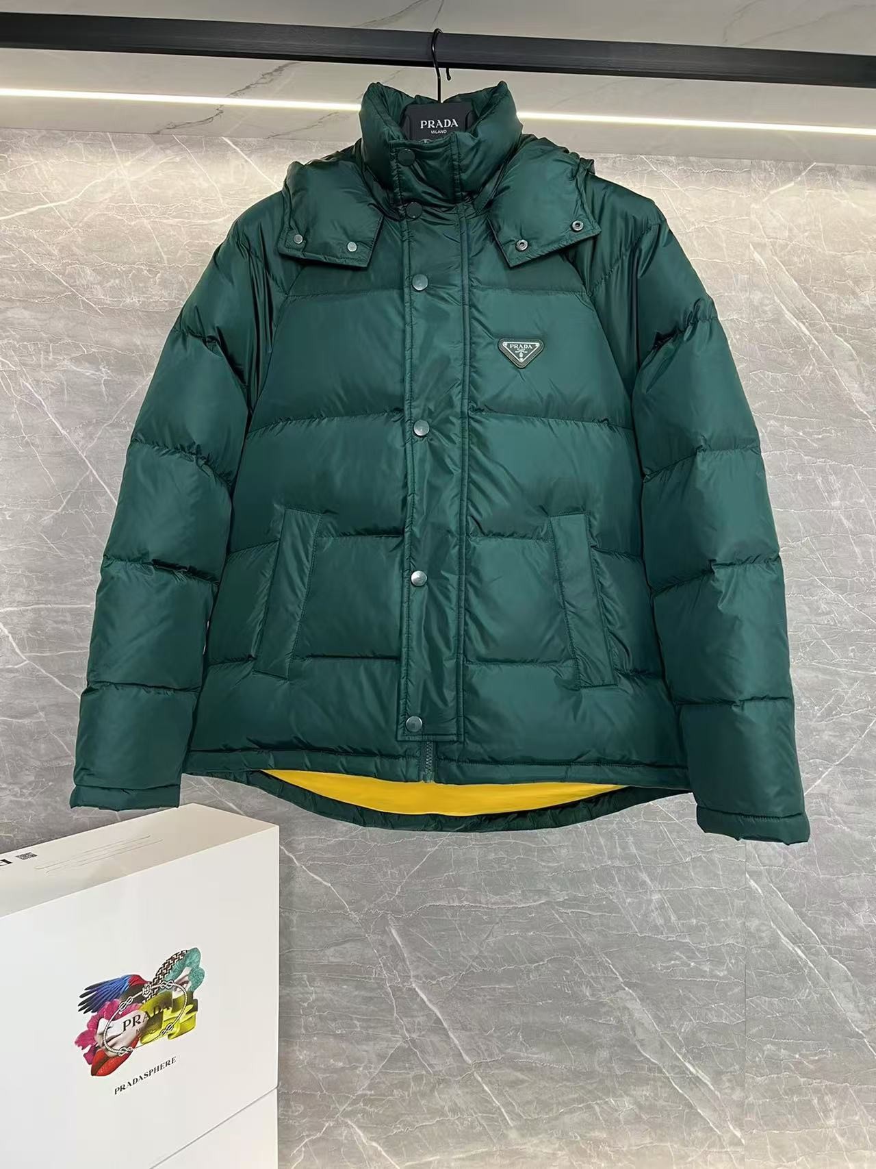 PRD RE-Nylon down jacket with detachable hood