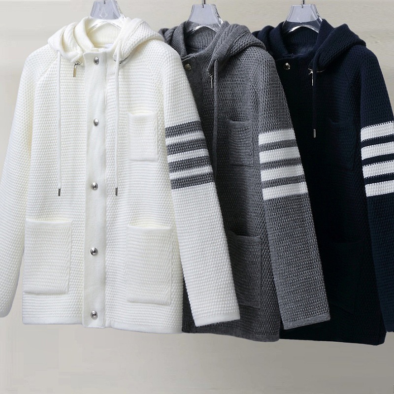 TB Knit Fleece Hooded Sweatshirt with Zipper