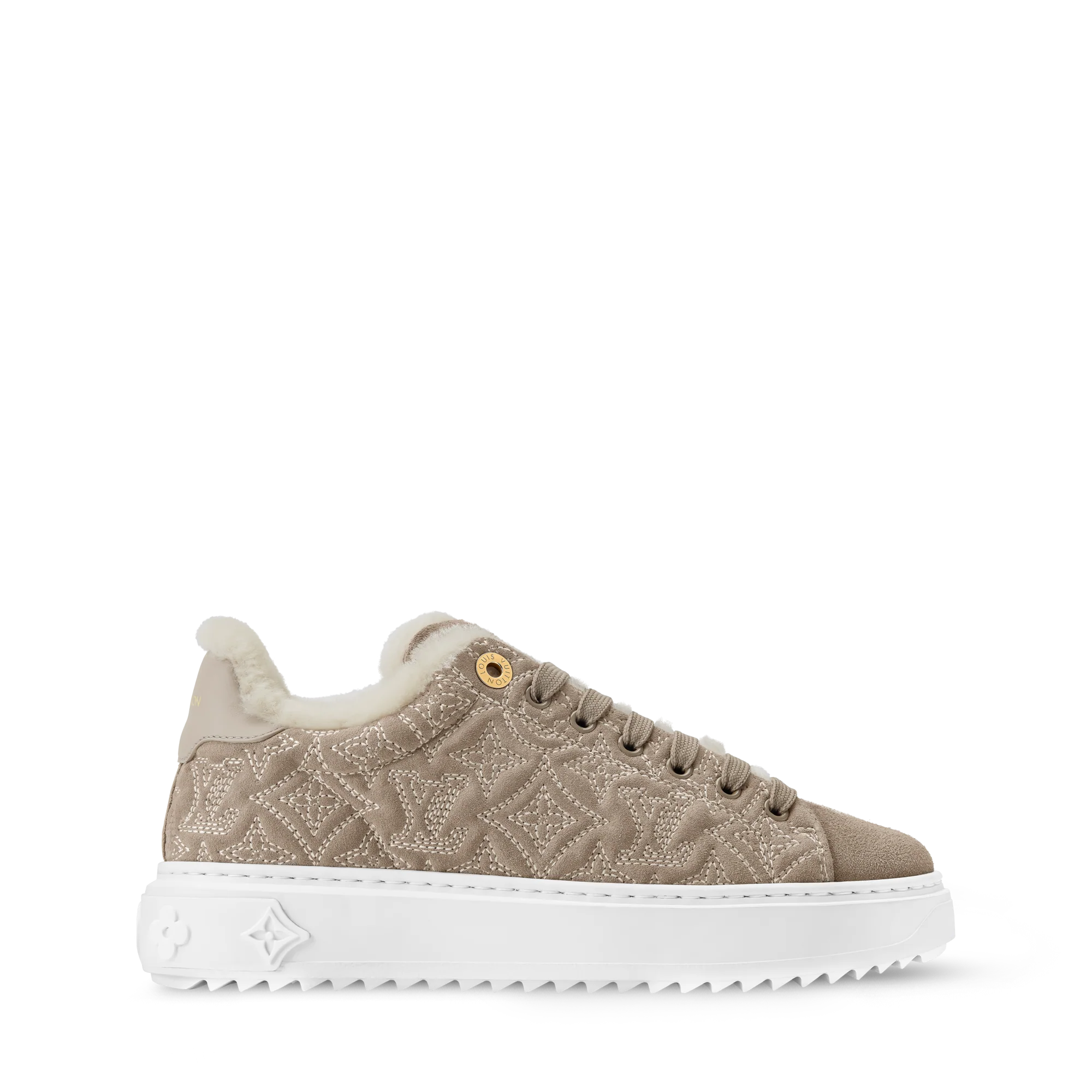 LV BEIGE FUR TRAINERS