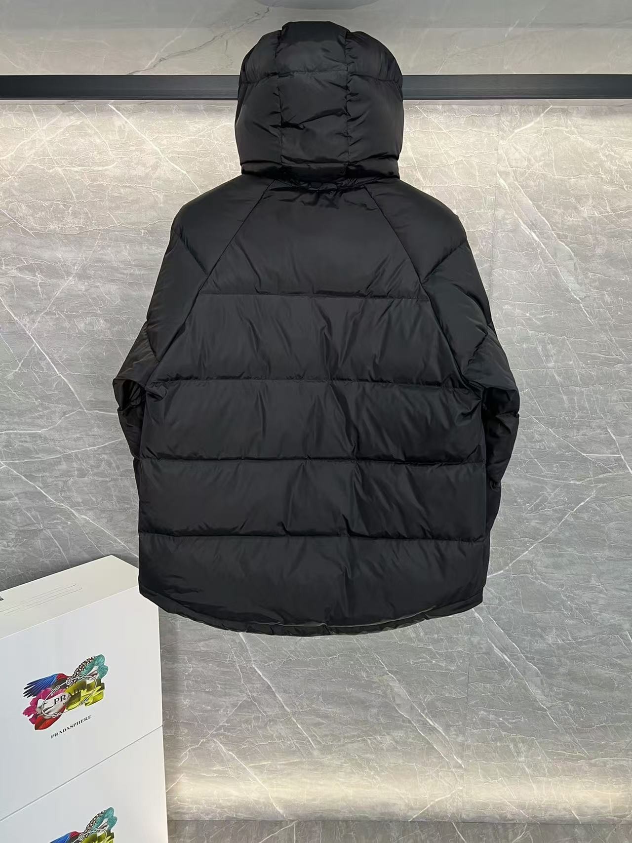 PRD RE-Nylon down jacket with detachable hood