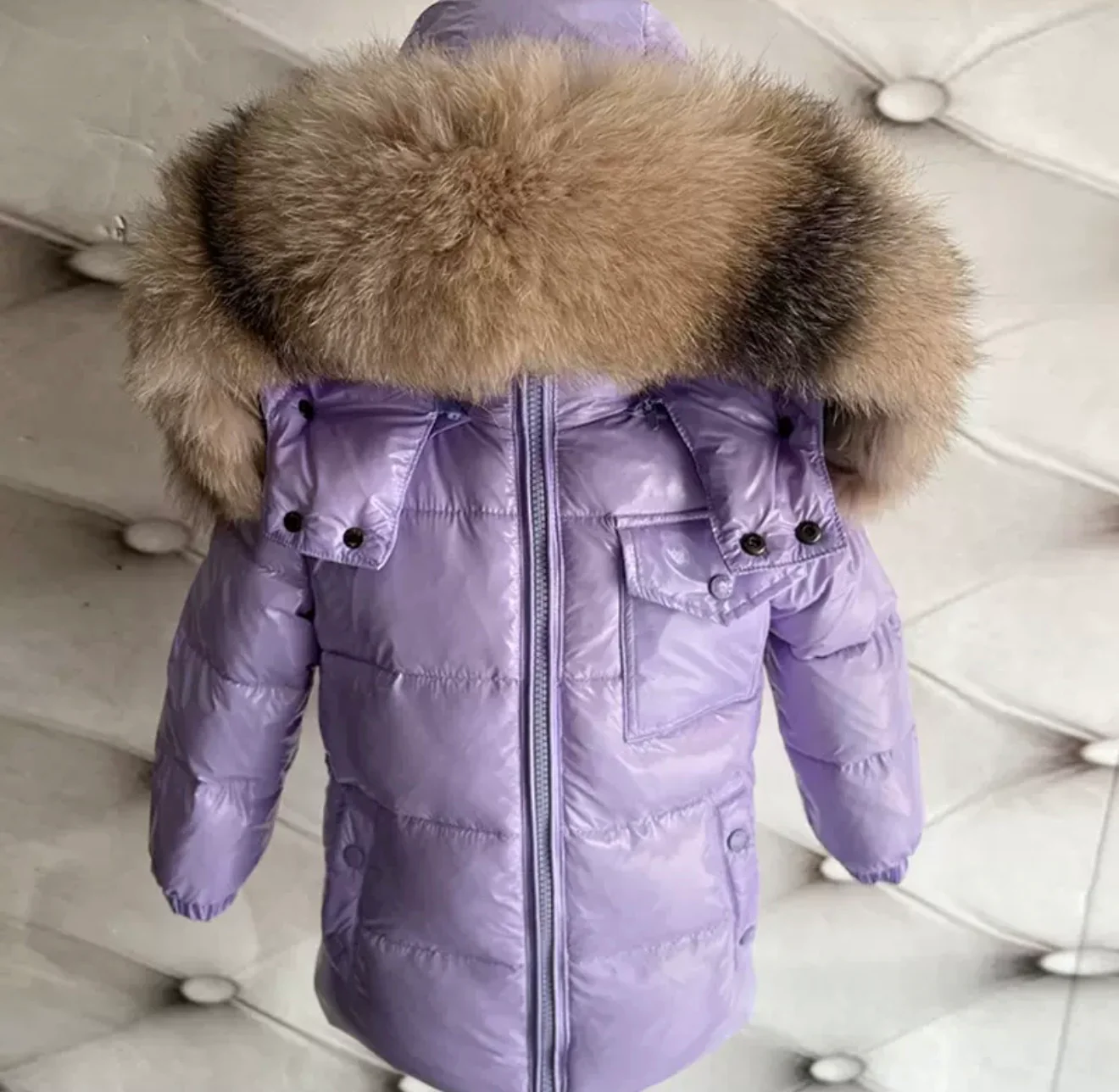 MONCLER KIDS COAT FUR PURPLE
