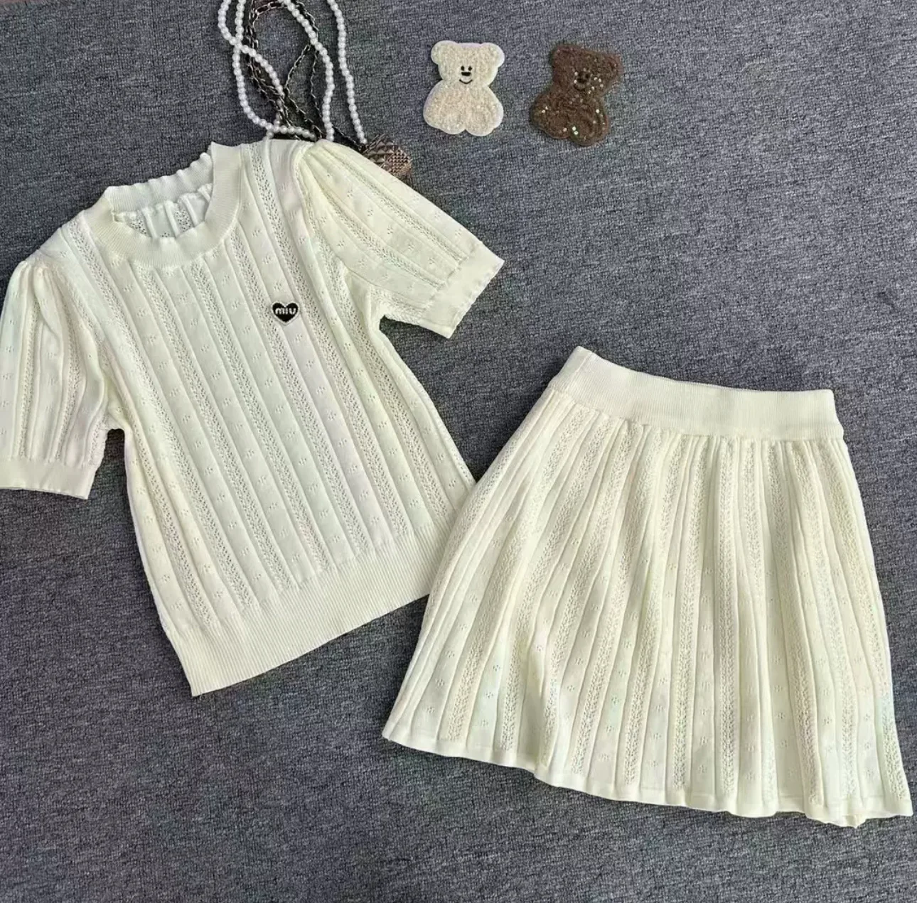 MIU MIU HEART SKIRT SET