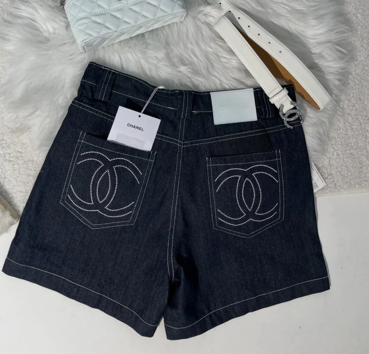 CC dark denim shorts