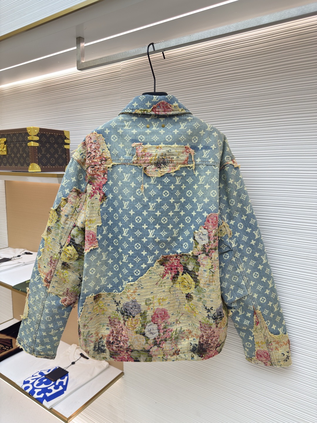 L X V  Handcrafted floral patchwork cotton-padded jacket