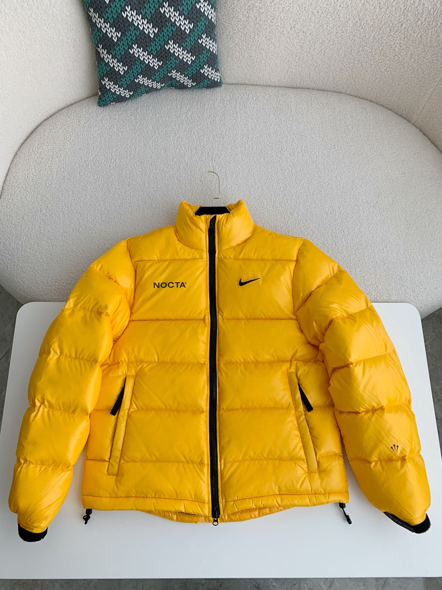 NK x Drake solid color 3D logo stand up collar down jacket
