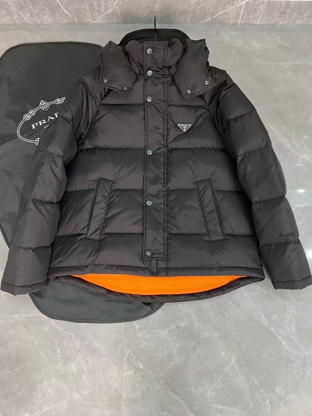 PRD RE-Nylon down jacket with detachable hood
