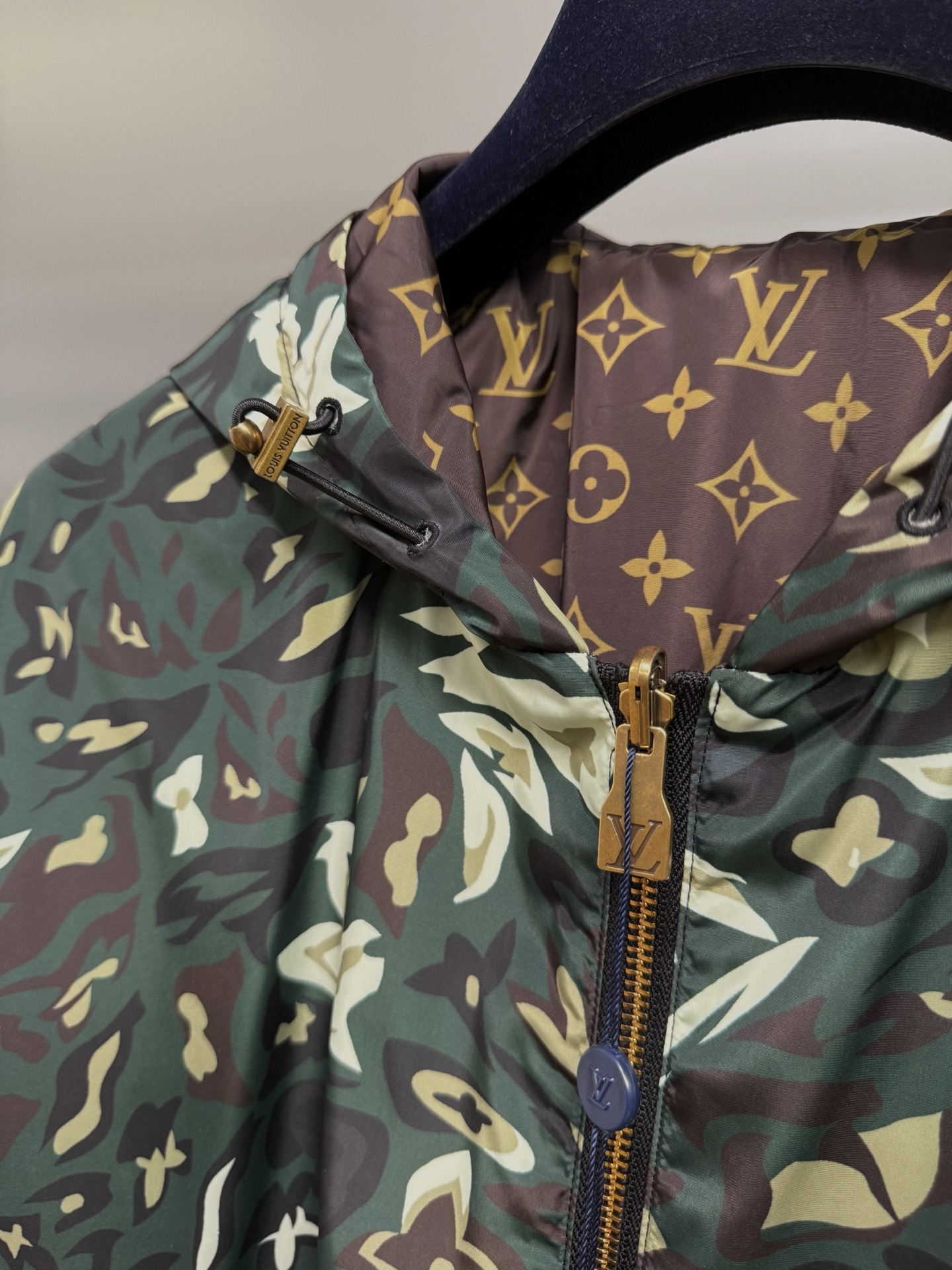 L X V Camouflage Nylon Reversible Jacket