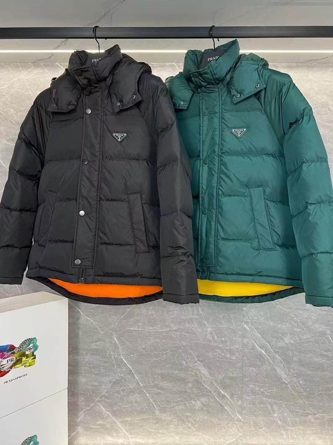 PRD RE-Nylon down jacket with detachable hood