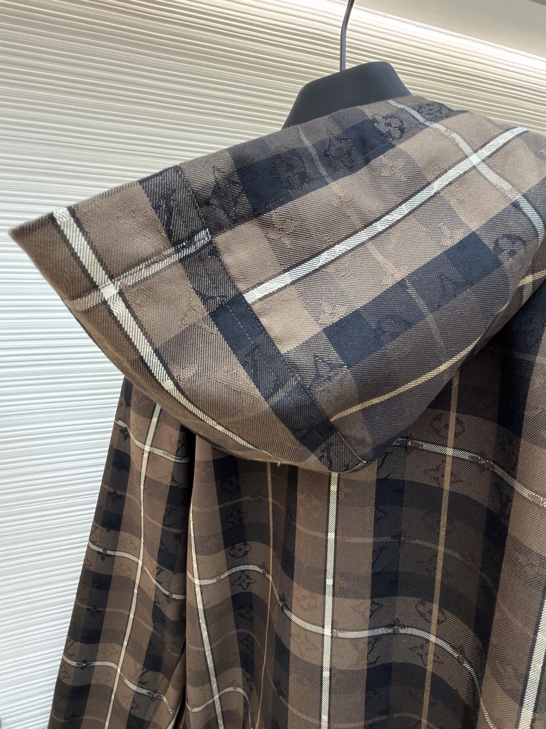 L X V Checkered hooded college-style jacket 2025