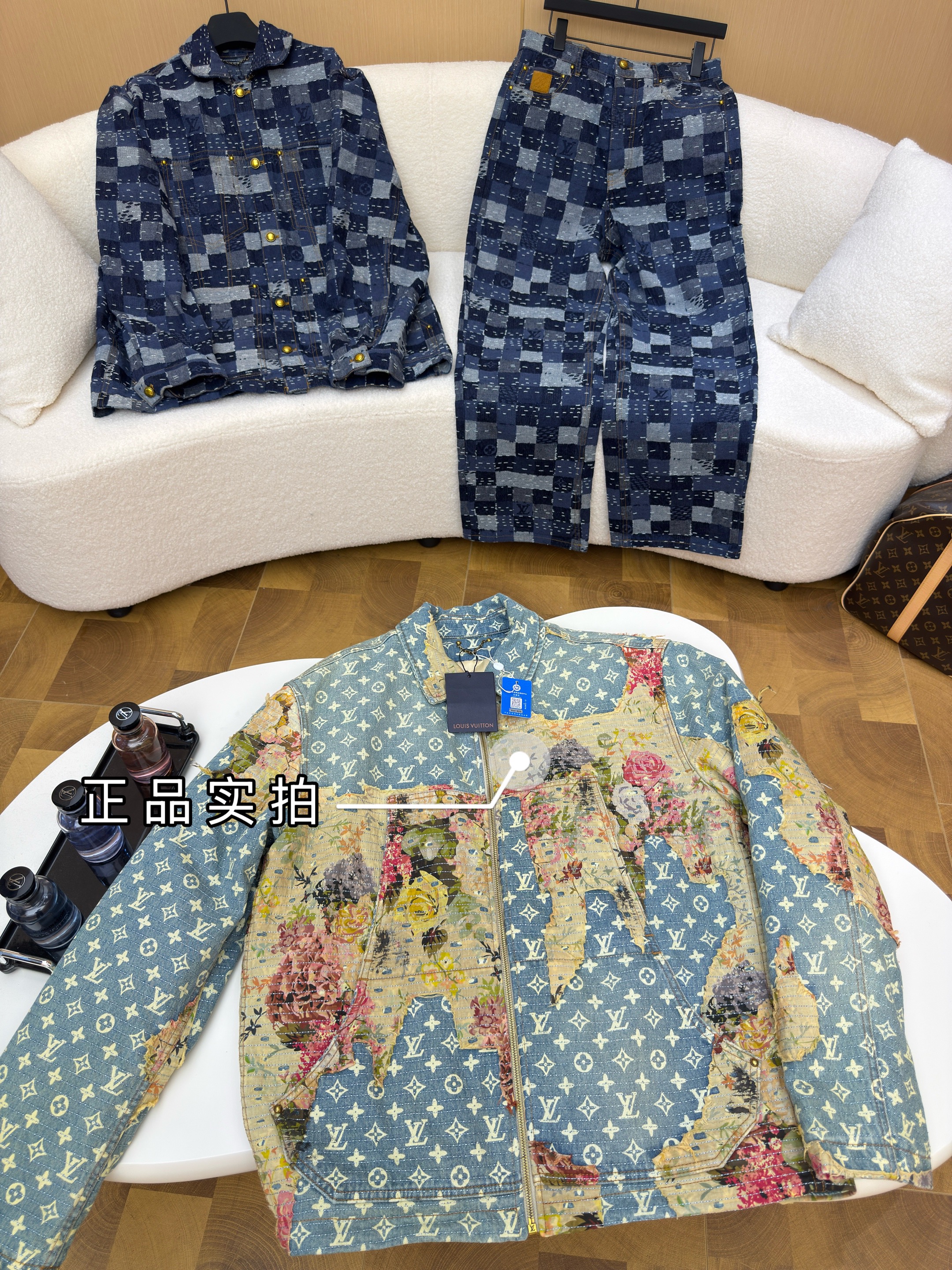 L X V  Handcrafted floral patchwork cotton-padded jacket