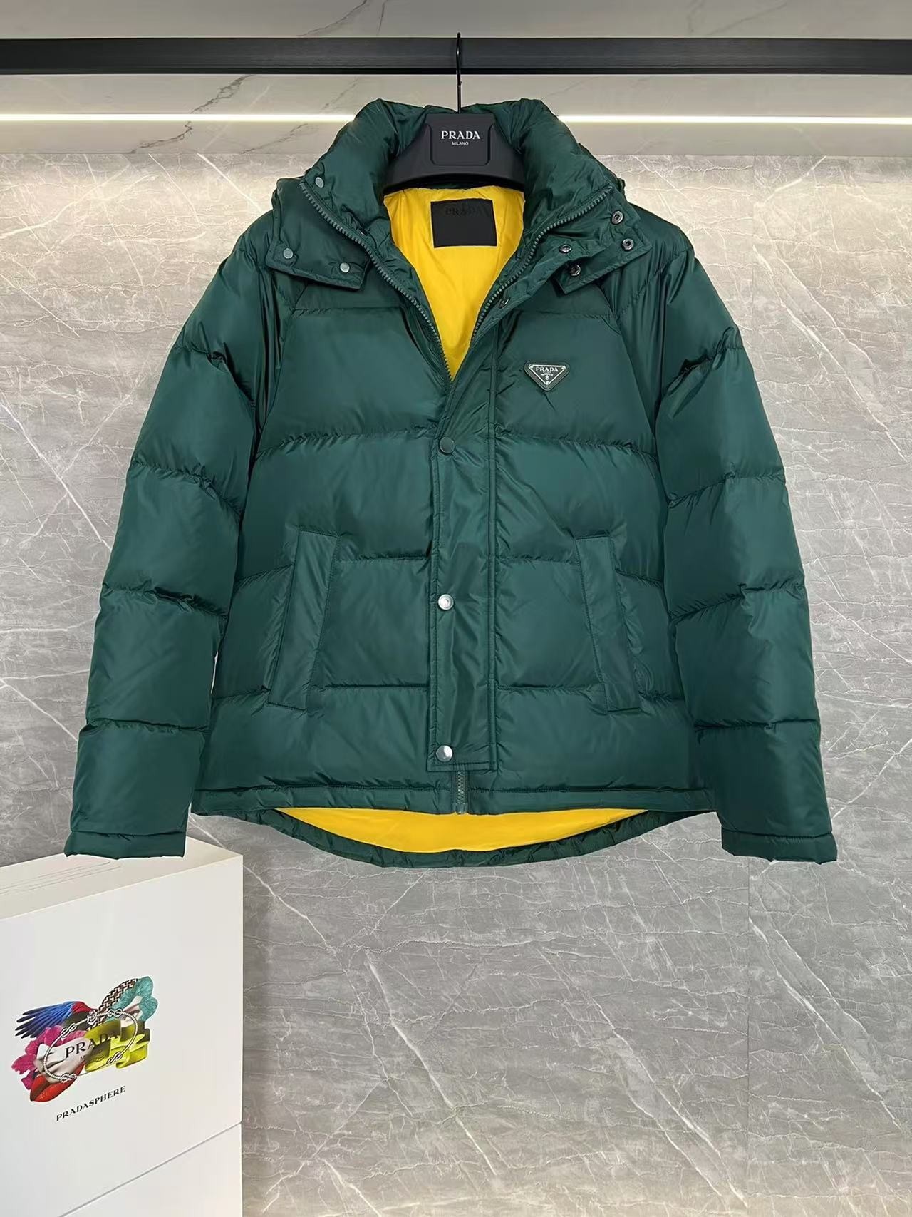 PRD RE-Nylon down jacket with detachable hood