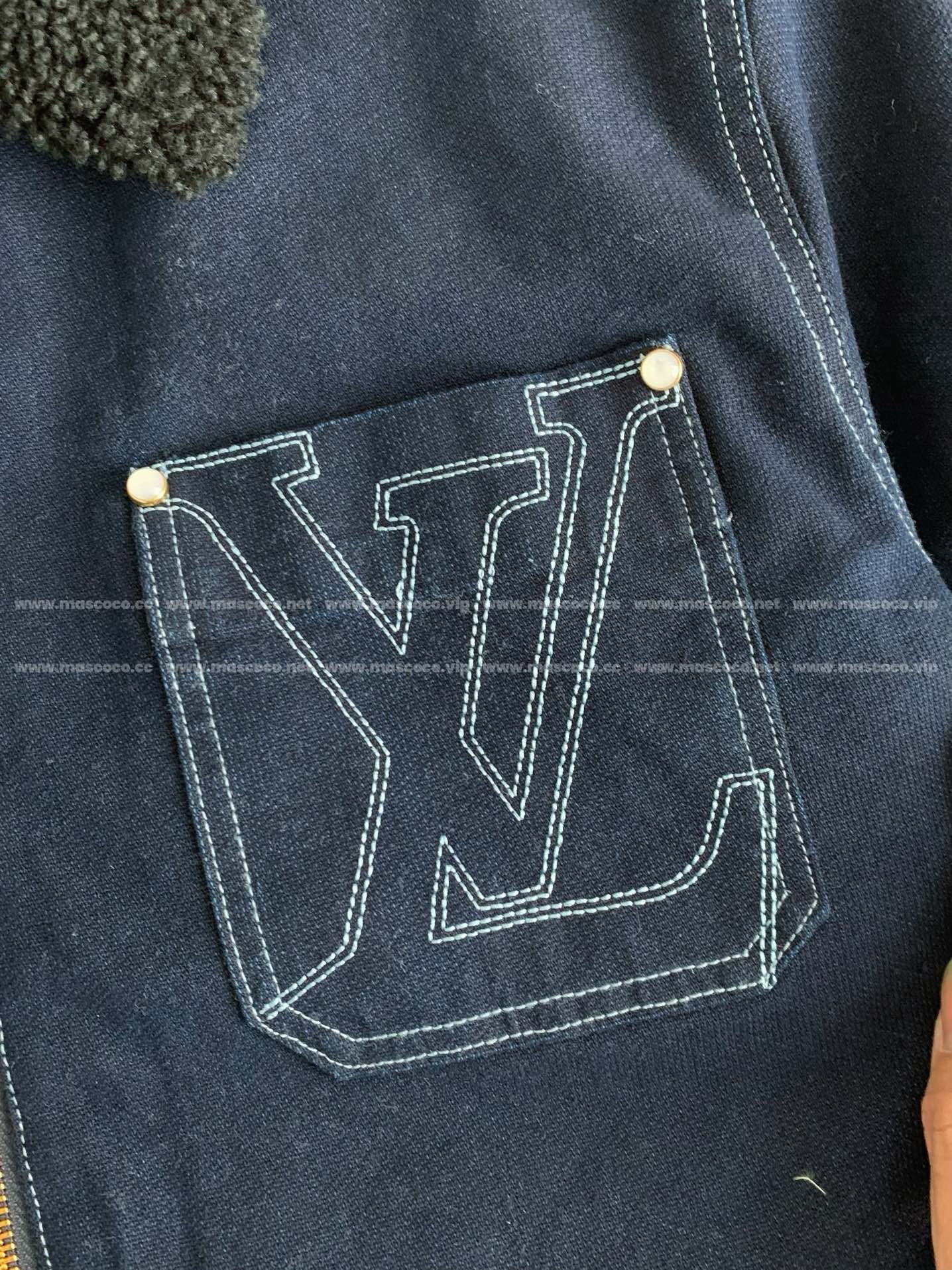 L X V SS25 Zippered open-and-closed spliced turn-down collar jacket