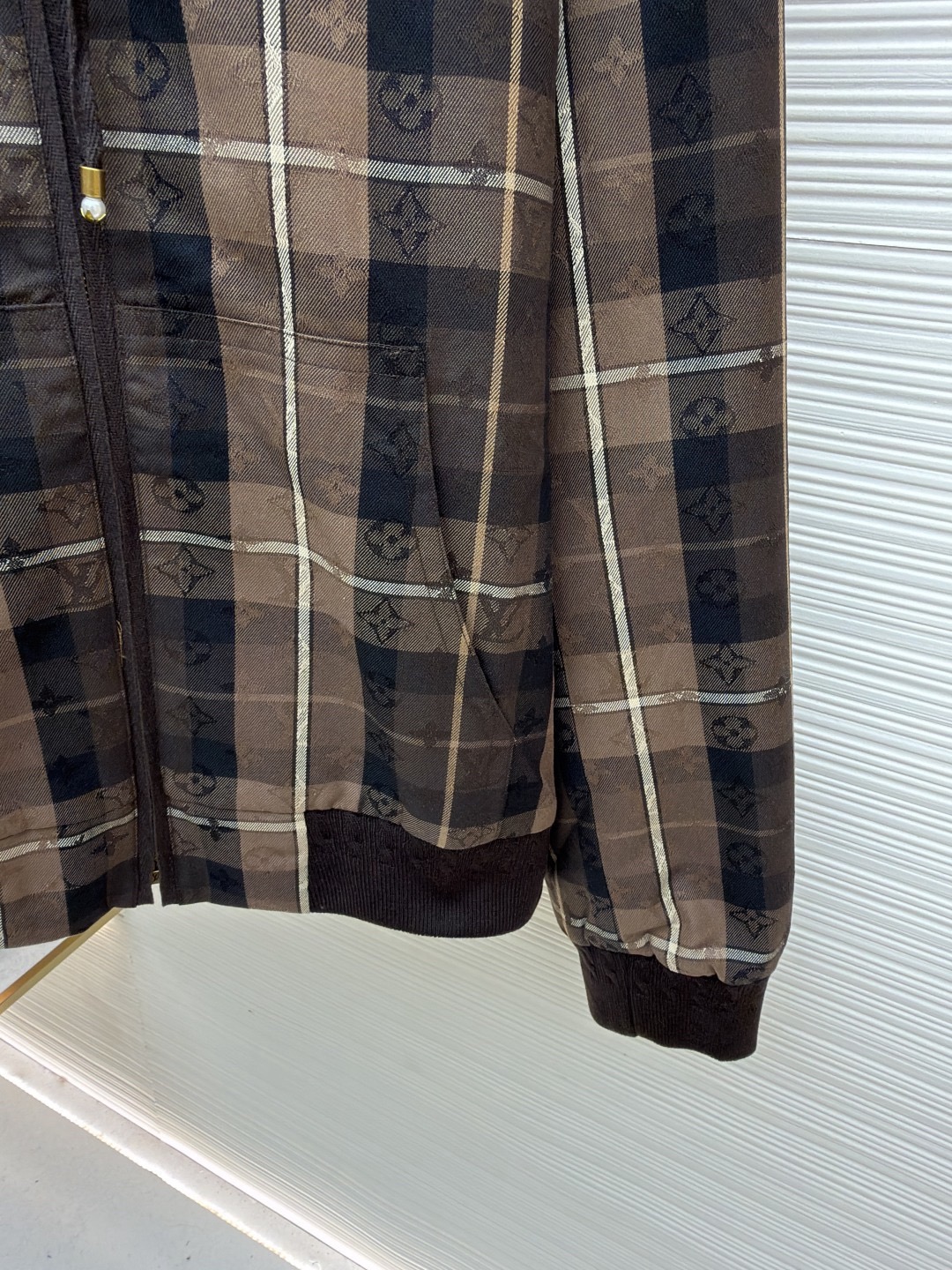 L X V Checkered hooded college-style jacket 2025