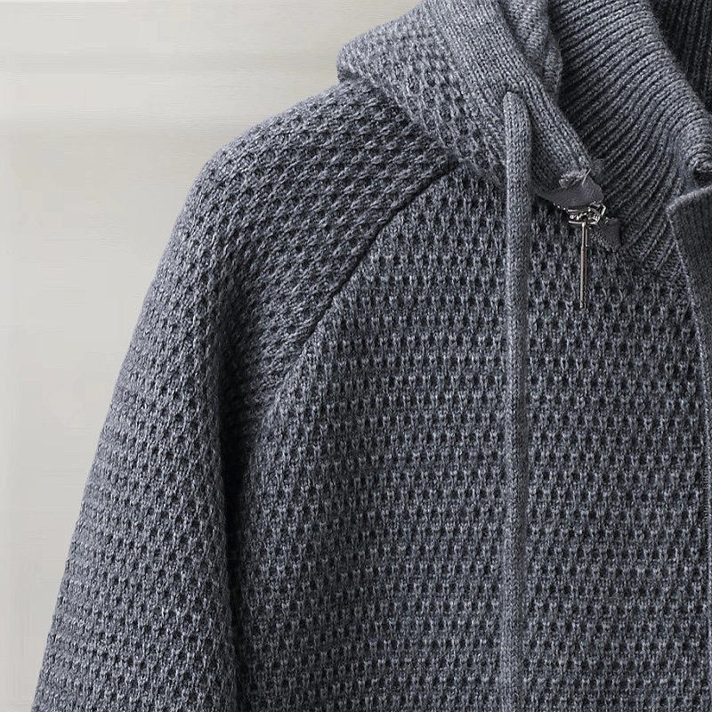 TB Knit Fleece Hooded Sweatshirt with Zipper