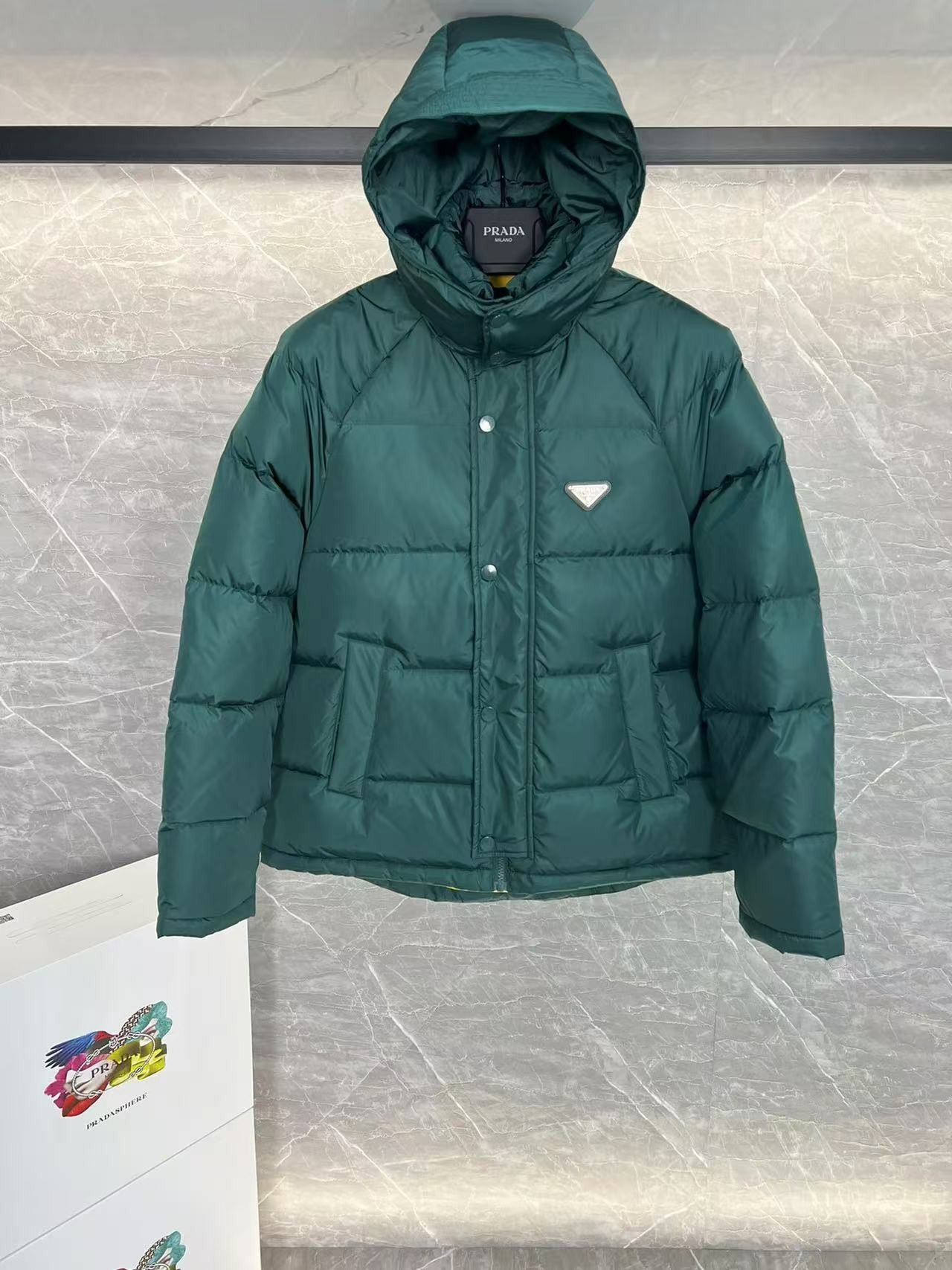 PRD RE-Nylon down jacket with detachable hood