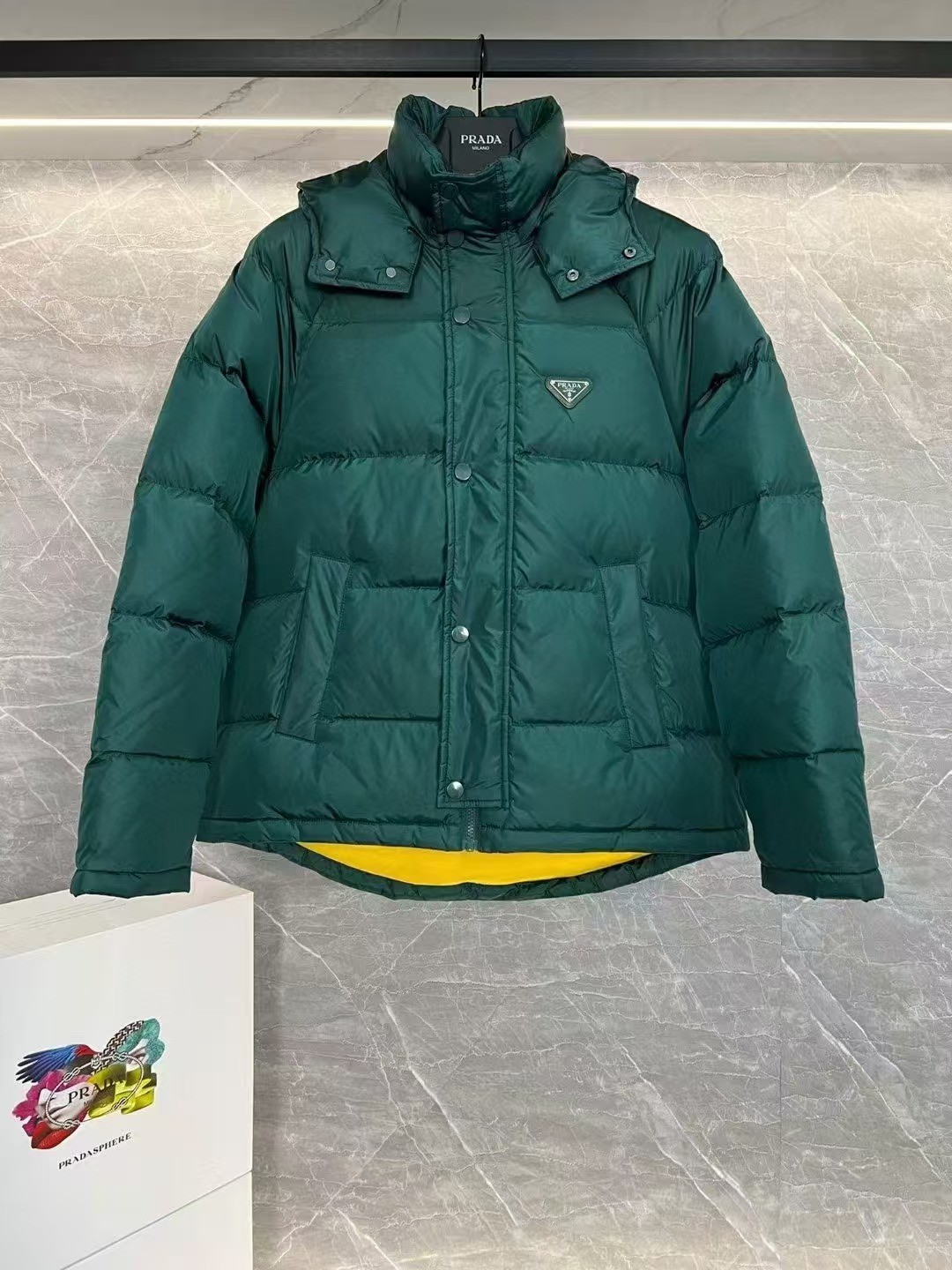 PRD RE-Nylon down jacket with detachable hood