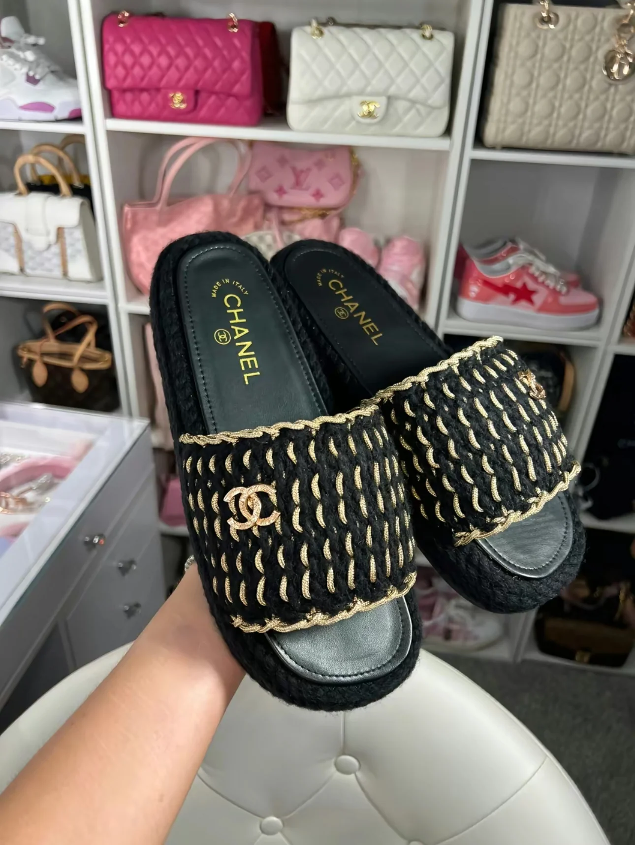 CC sandals gold black