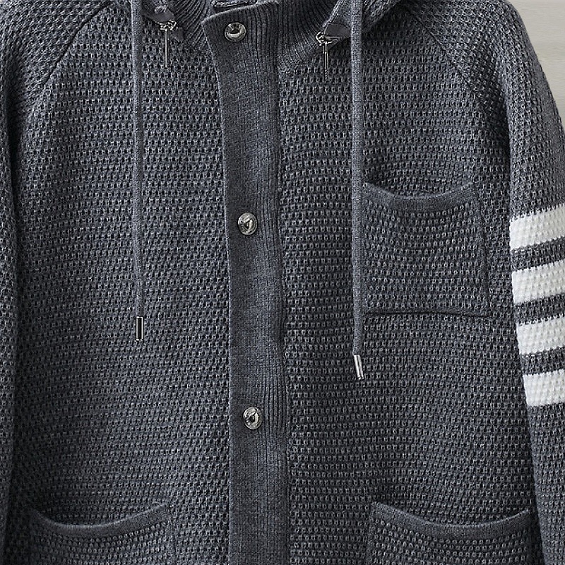 TB Knit Fleece Hooded Sweatshirt with Zipper