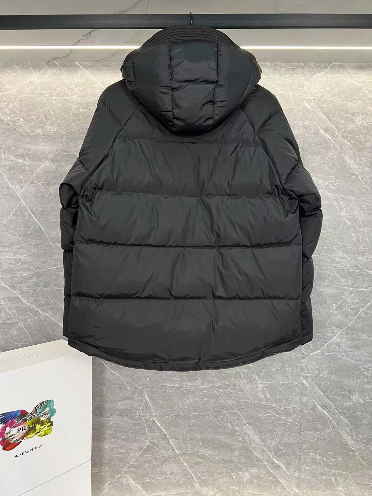 PRD RE-Nylon down jacket with detachable hood