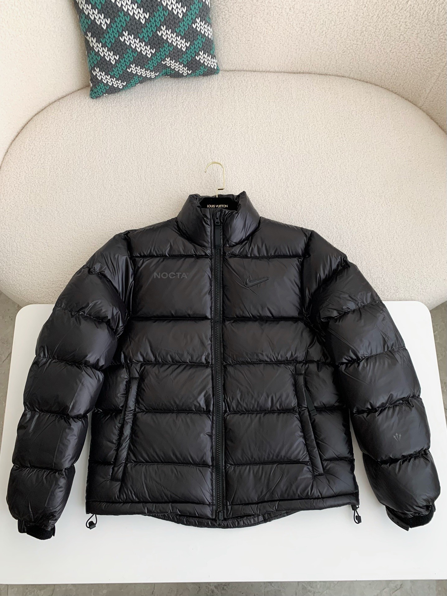 NK x Drake solid color 3D logo stand up collar down jacket