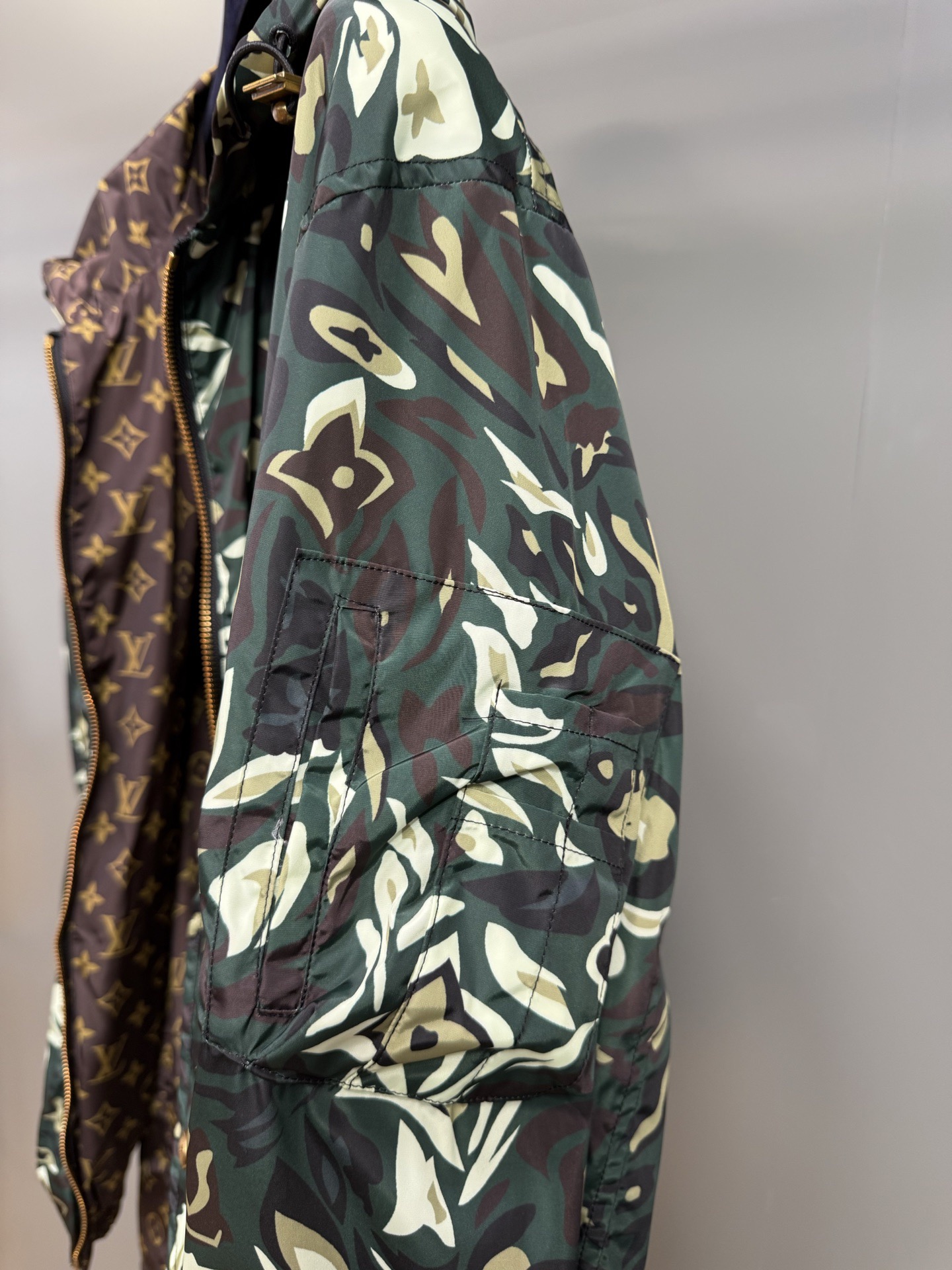 L X V Camouflage Nylon Reversible Jacket
