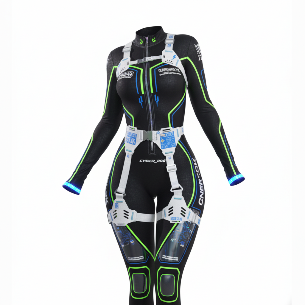 Cyberpunk Futuristic Mechanical Style Women's Sports Yoga Outfit Set