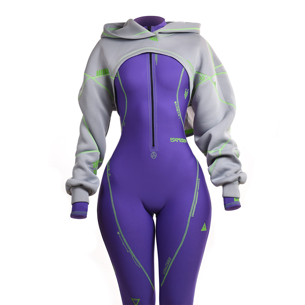 Cyberpunk Futuristic Mechanical Style Women's Sports Yoga Outfit Set