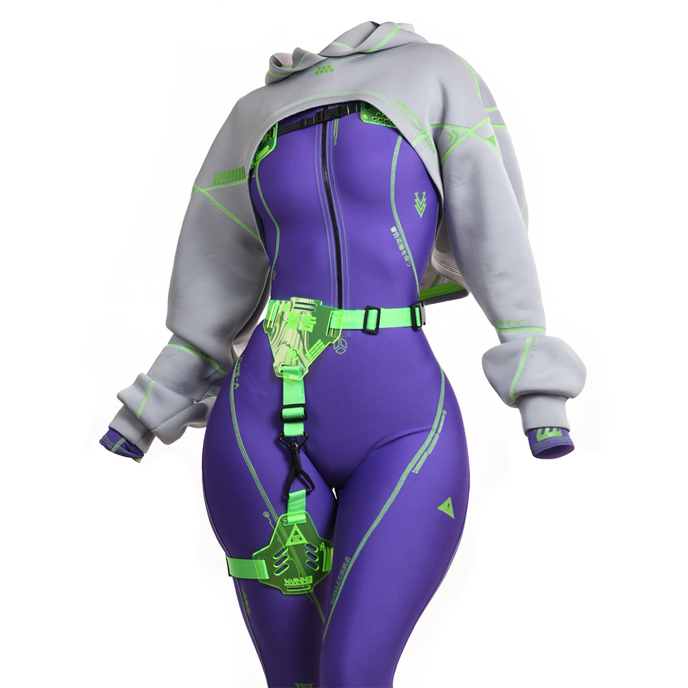 Cyberpunk Futuristic Mechanical Style Women's Sports Yoga Outfit Set