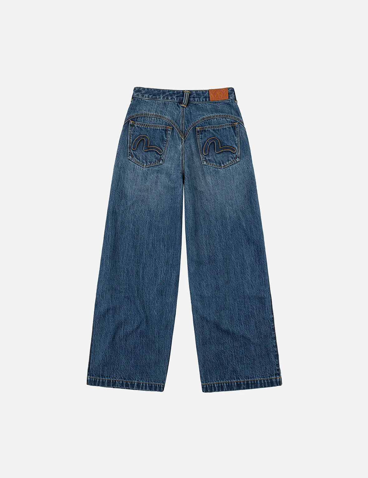 Seagull Embossed Fashion Fit Pleated Jeans