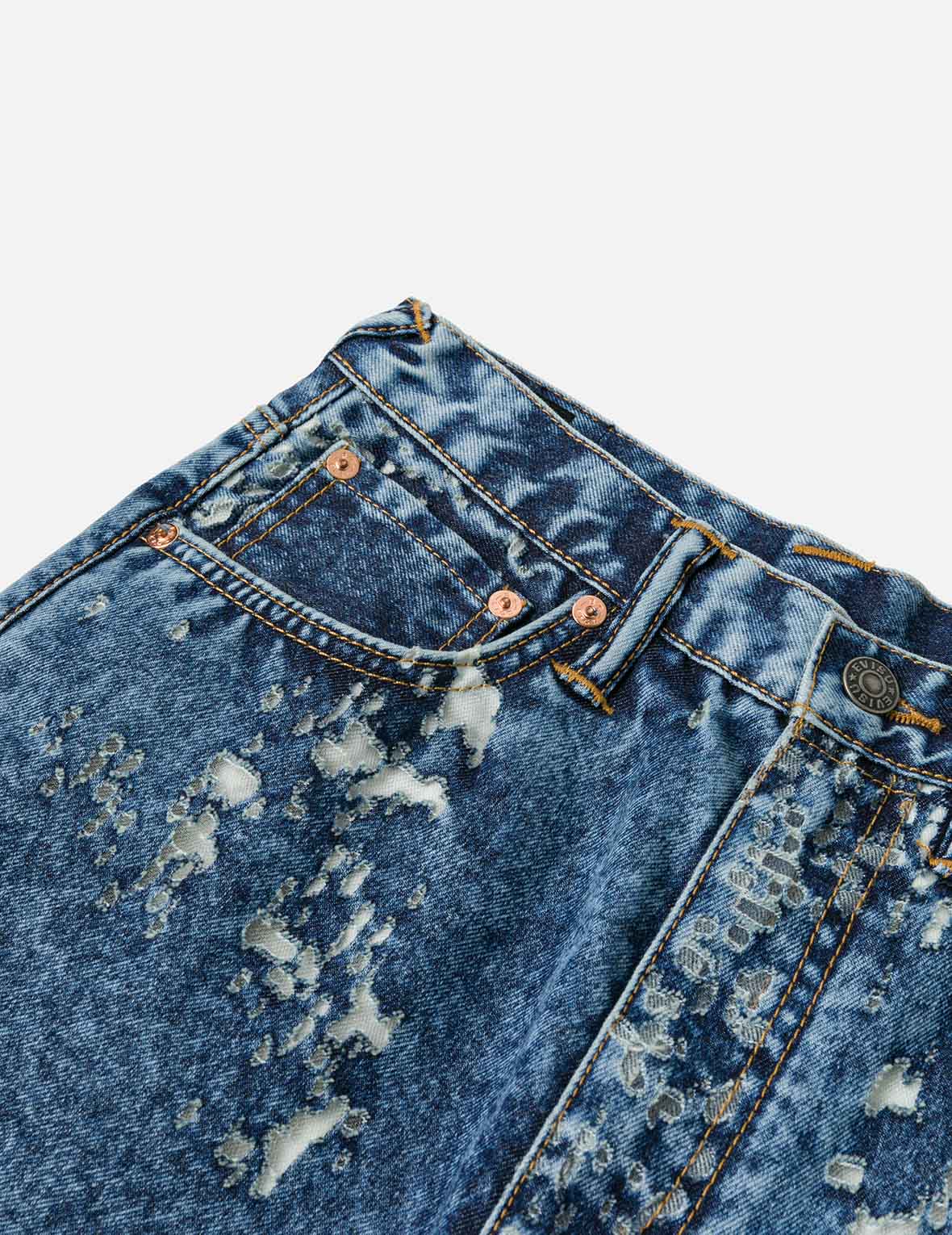 Seagull Embroidery Fashion Fit Burn-Out Fashion Fit Jeans