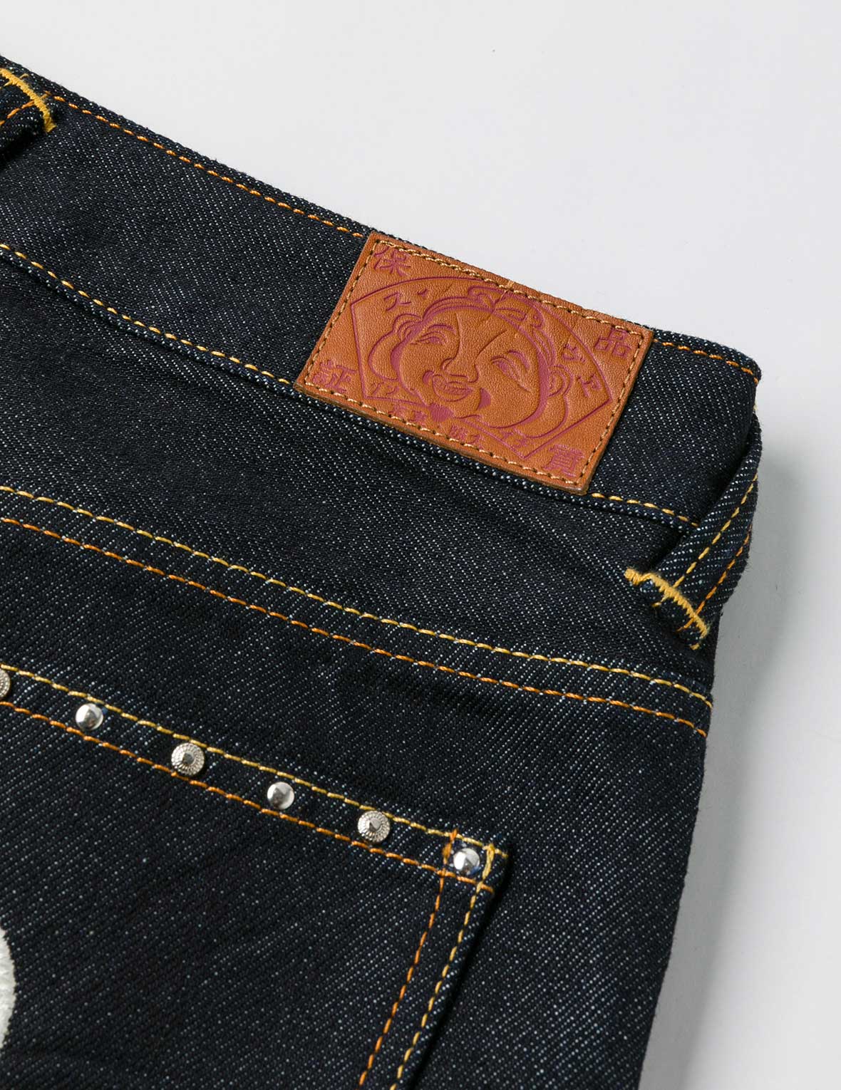 Seagull Embroidery with Metal Studs Relax Fit Jeans