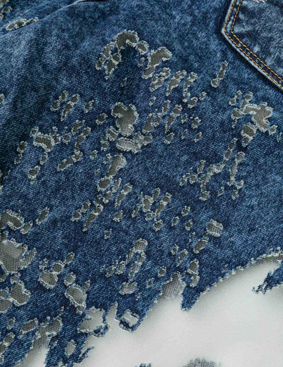 Seagull Embroidery Fashion Fit Burn-Out Fashion Fit Jeans