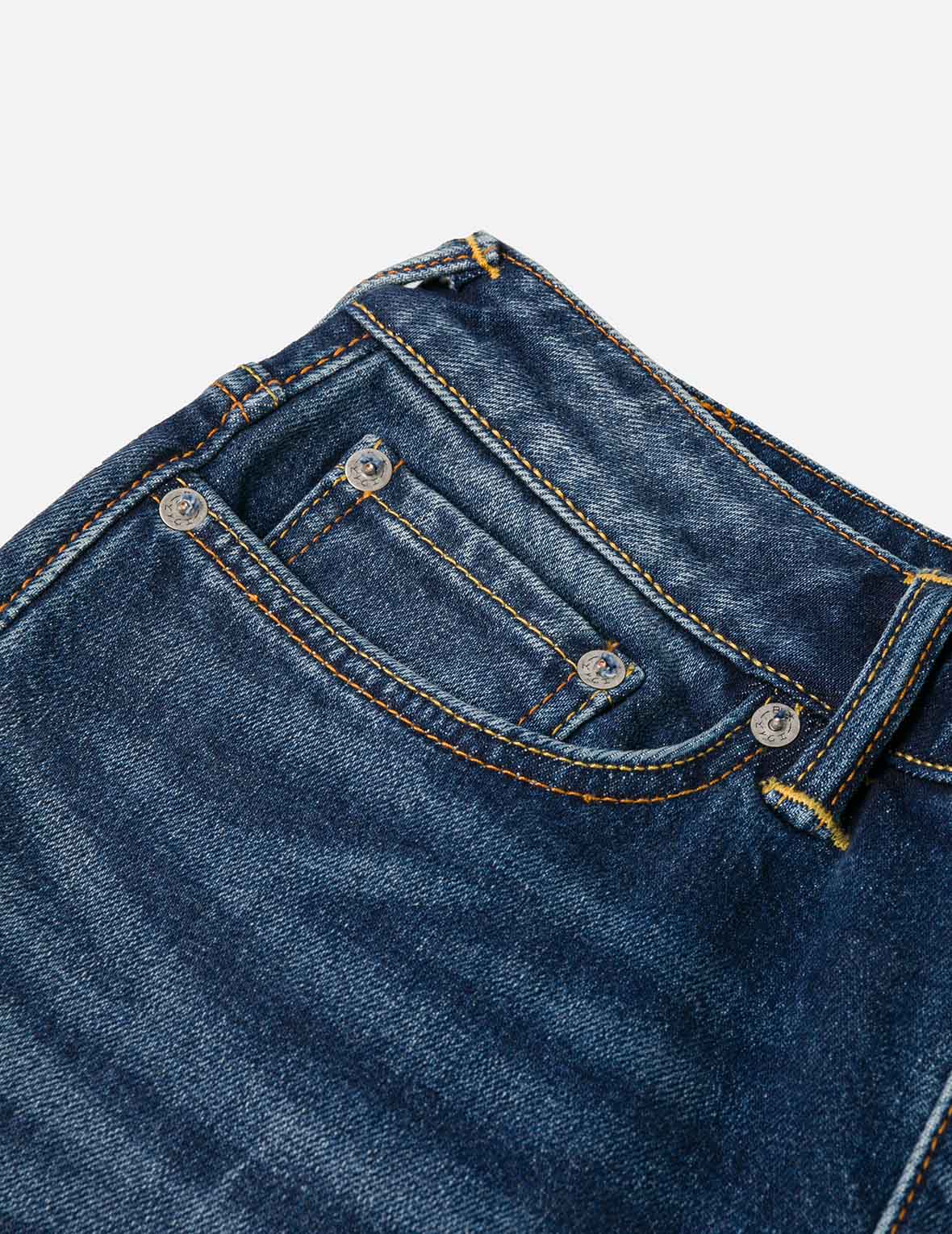 Hollow Fuzzy Cat and Seagull Embroidery Relax Fit Jeans