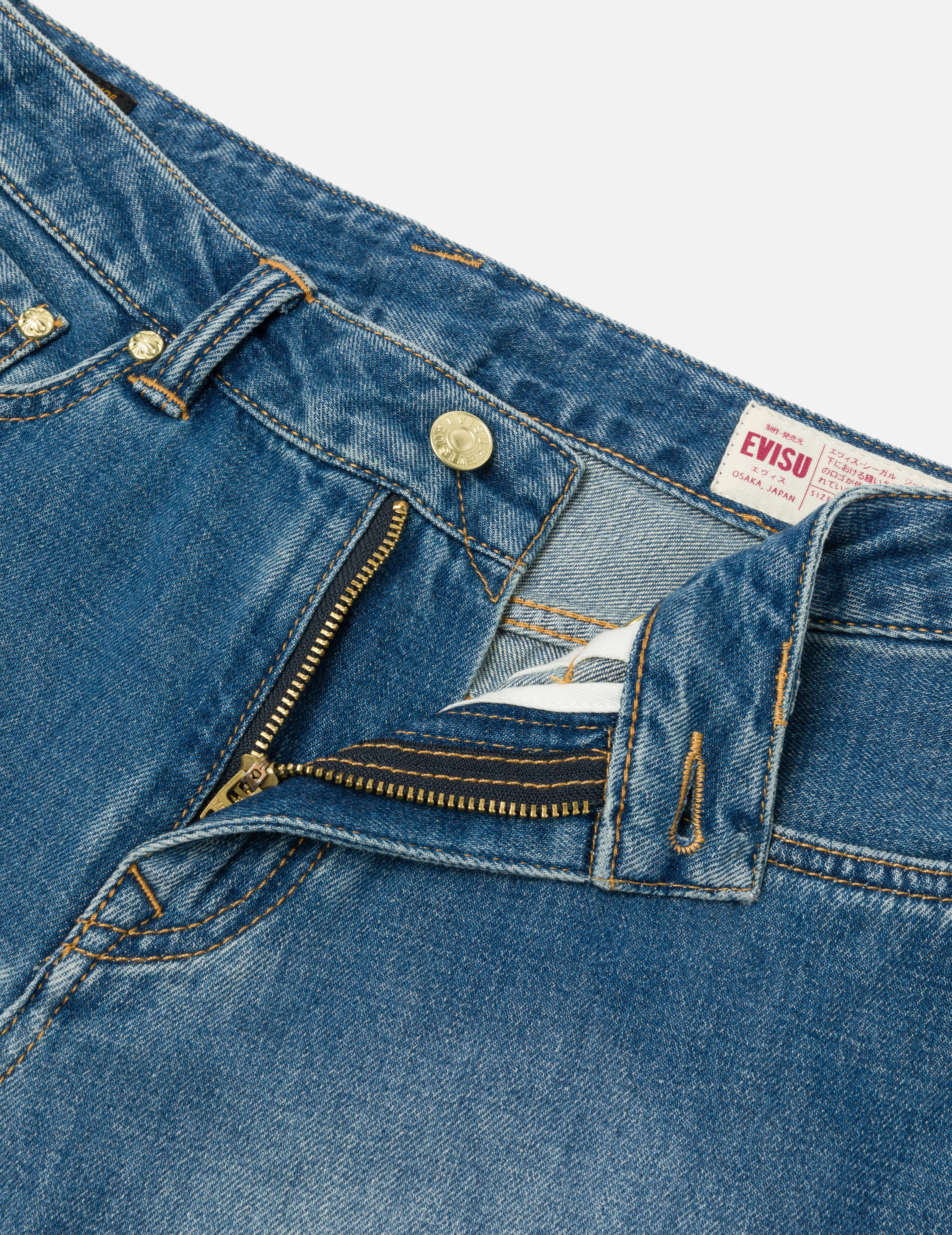 Rhinestone Logo and Seagull Print Boyfriend Jeans