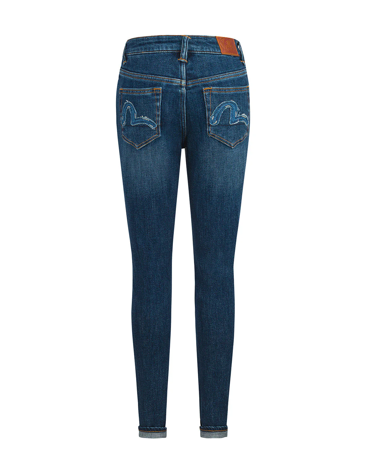Seagull Appliqué Embroidery Skinny Jeans