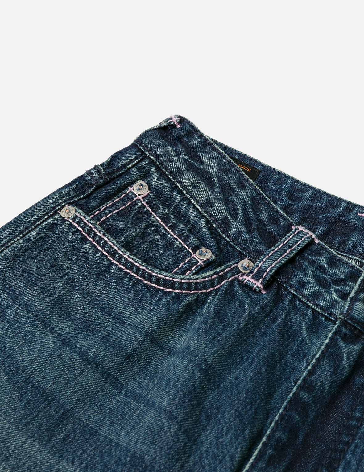 Daicock Print Straight Fit Washed Jeans