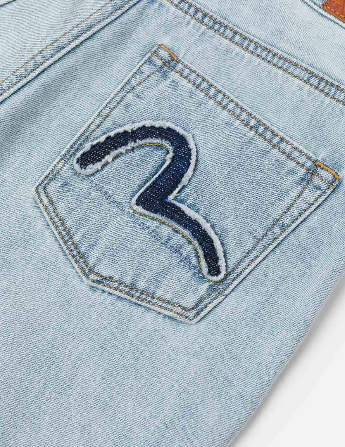 Distressed Seagull Appliqué Fashion Fit Wide-leg Jeans