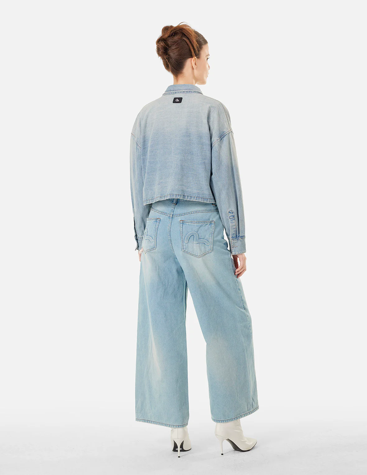 Seagull Embossed Baggy Jeans