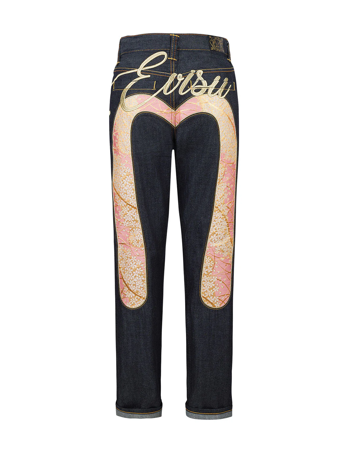 Brocade Inserted Daicock Embroidery Relax Fit Jeans