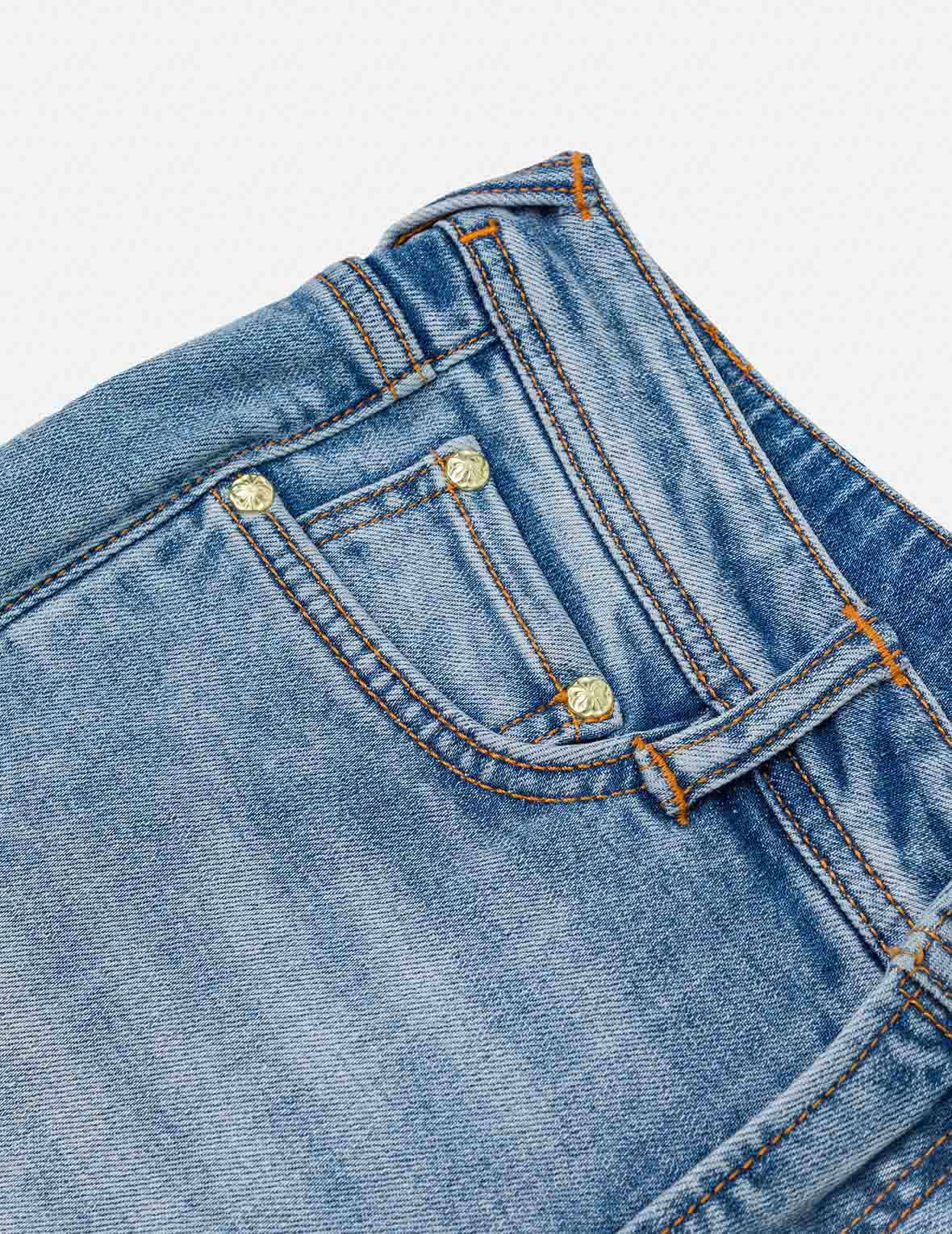 Washed Seagull and Totem Embroidery Bootcut Jeans