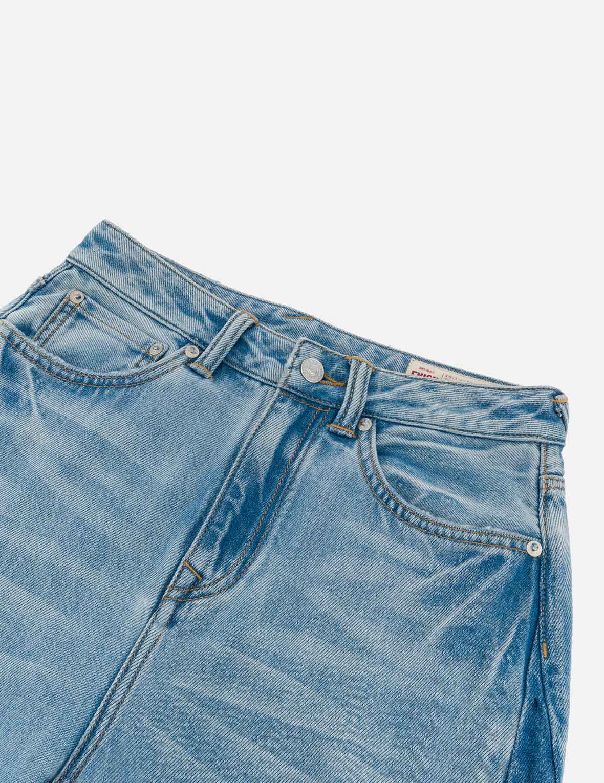 Crackle Wash Distressed Seagull Balloon Fit Jeans