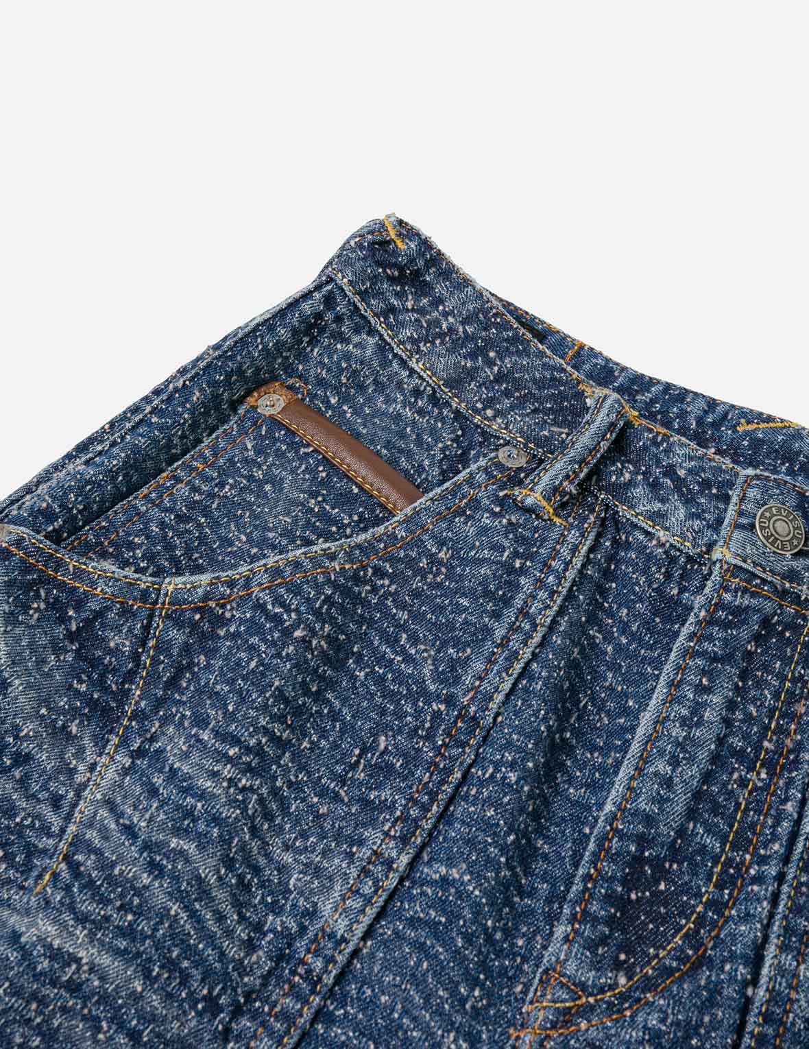 Washed and Distressed Straight Fit Denim